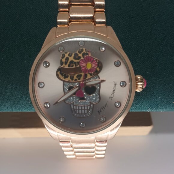 Betsy Johnson Dia De Los Muertos Rose Gold Watch.